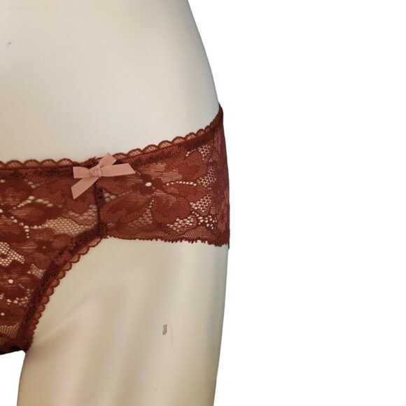 Victoria’s Secret Lace Hiphugger Panty Womens Size Small Brown Body By Victoria - Picture 6 of 7